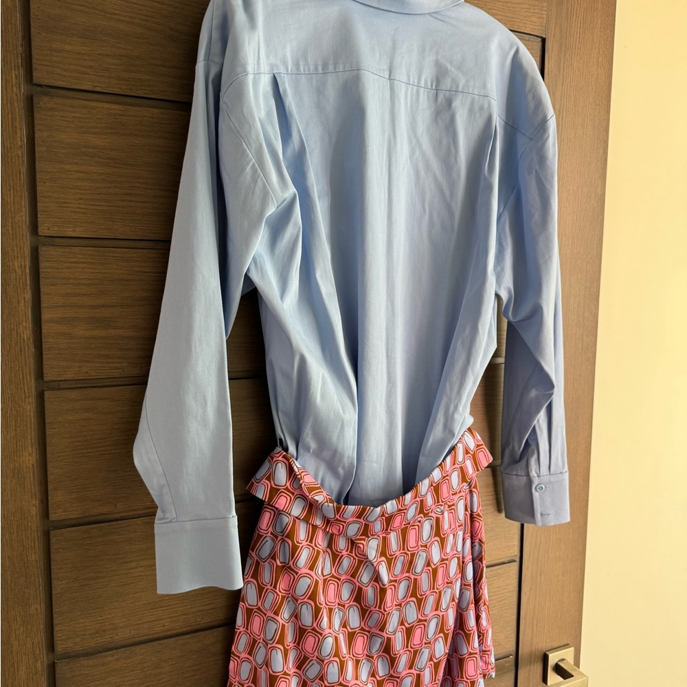 Alexis Light Blue Dress Shirt with Patterned Skirt - Picture 10 of 14
